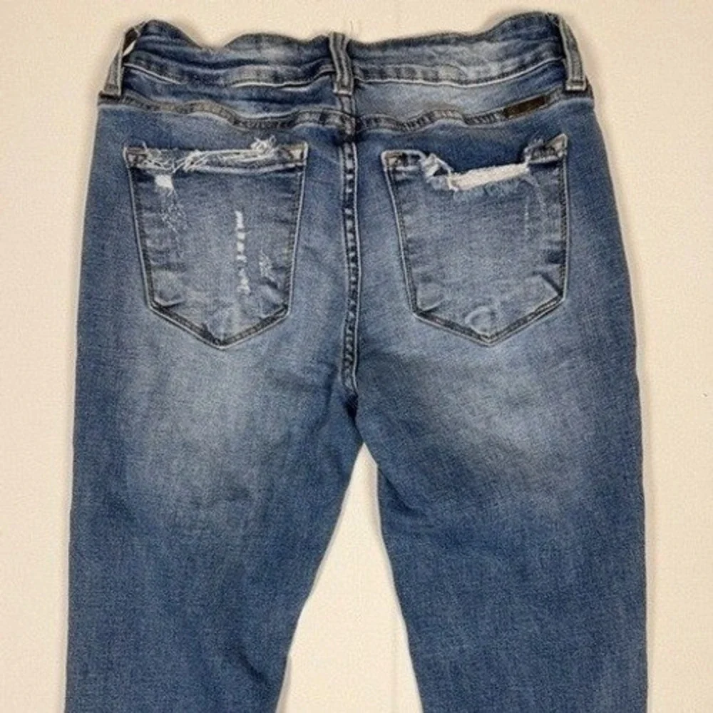 KanCan Jeans‎ Womens 7/27 KC6204M Blue Distressed High Rise Skinny Fringe Hem